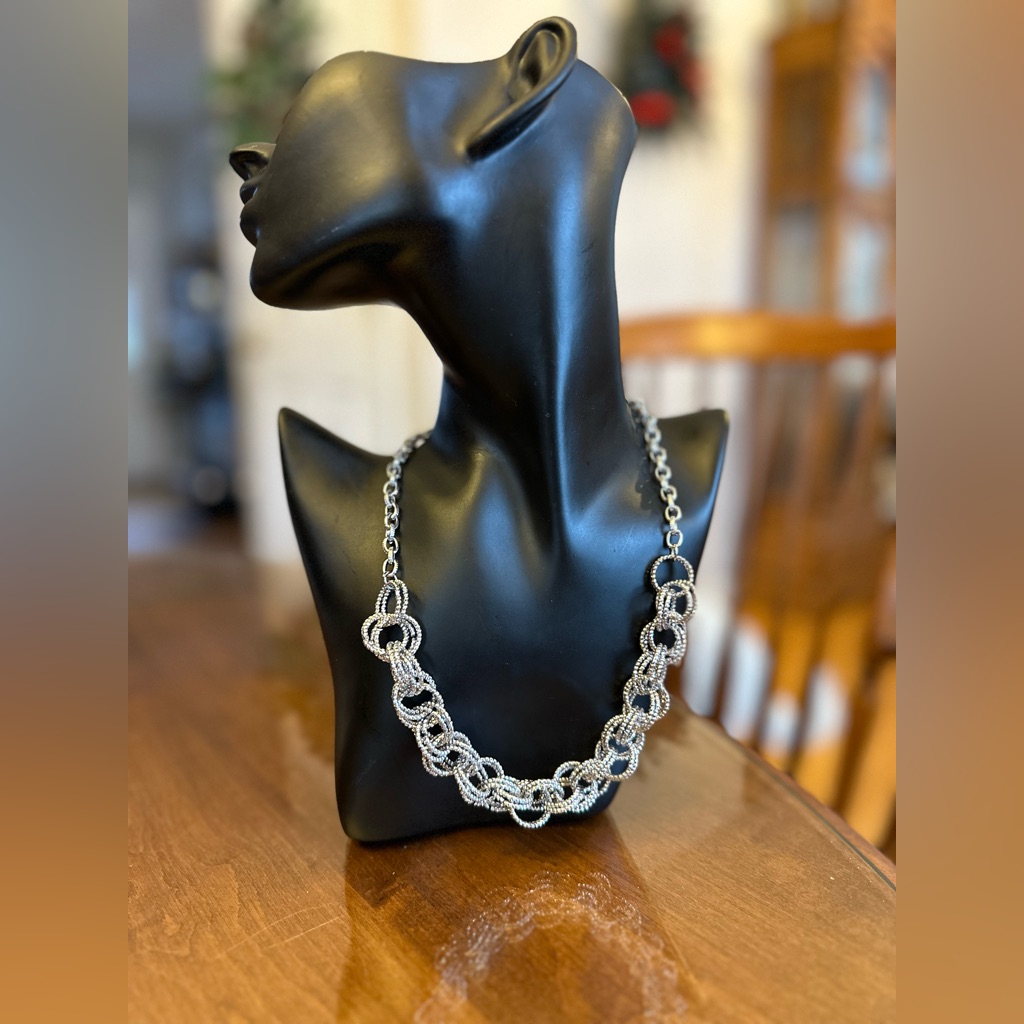 Silver Multi Ring Statement Necklace